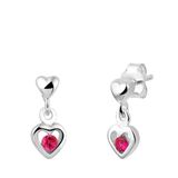 Lucardi Meisjes Oorhanger met plating - Hart - Zirkonia - Cadeau - Echt Zilver - Zilverkleurig