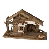 Merkloos / Sans marque Lege kerststal - zonder figuren - L22 x B39,5 cm - hout - kerststalletje