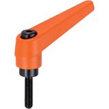 HALDER 24400.0471 Verstelbare klemhendel, oranje, d1 = 22 mm / d2=M10 / l1=40 mm