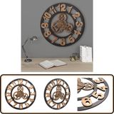vidaXL Wandklok 58 cm Metaal Goudkleurig en Zwart