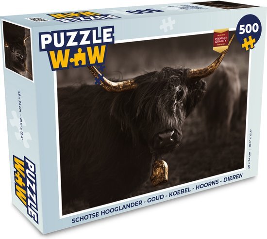 MuchoWow Puzzel Schotse hooglander - Goud - Koebel - Hoorns - Legpuzzel - Puzzel 500 stukjes