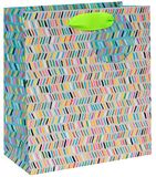 Glick Luxe geschenktas, Gelukkige verjaardag blauw patroon medium, groenblauw, viering, voor verjaardagen/bruiloften/bruidsdouches/babydouches/huisverwarmen/bedankt/multi-color, tas - MEDIUM