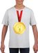 Bellatio Decorations Shoppartners Bv Gouden medaille kampioen shirt wit jongens en meisjes - Winnaar shirt Nr 1 kinderen 146/152