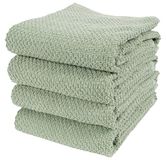 KAF Home Set van 4 luxe popcorn badstof keukenhanddoeken | 50 x 76 cm | 100% katoenen keukenhanddoeken (Frans-groen)