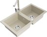 Mexen Mario évier en granit 2 cuves avec robinet de cuisine Rita, beige