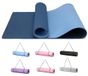 Yogamats Tapis d'entraînement antidérapant Surface texturée 183 x 61 cm 6 mm TPE Sangle de transport Bleu