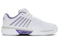K-Swiss Tennis Express Light 3 Clay Chaussures de tennis pour femme Blanc/violet Haze/Lunar Rock, 34 EU