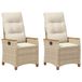 vidaXL Chaise longue de jardin avec coussin beige et crème 64 x 57,5 x 112 cm