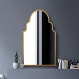MirrorOutlet The Arcus - Moderne boogwandspiegel met goudkleurig metalen frame - 104 x 61 cm - Gouden frame