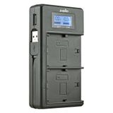 Jupio Chargeur USB Duo avec écran LCD pour Sony NP-F550, NP-F750, NP-F960, NP-F970 - Avec fonction Powerbank