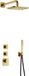 Hotbath Gal - Inbouw Regendoucheset - Geborsteld Messing PVD - 2 Stopkranen - Thermostatisch - Wandarm 35 cm - Hoofddouche 220 mm - Staafhanddouche - V01