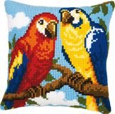 Vervaco Kruissteekkussen kit Papegaaien 40 x 40 cm