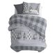 PENSIERI DELICATI Beddengoedset voor eenpersoonsbed, flanel, 100% katoen, tas 155 x 200 cm en kussensloop 52 x 82 cm, gemaakt in Italië, dekbedovertrek wasbaar op 40 graden, motief Canada grijs