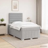 vidaXL Boxspringbed met matras, lichtgrijs, 120 x 190 cm