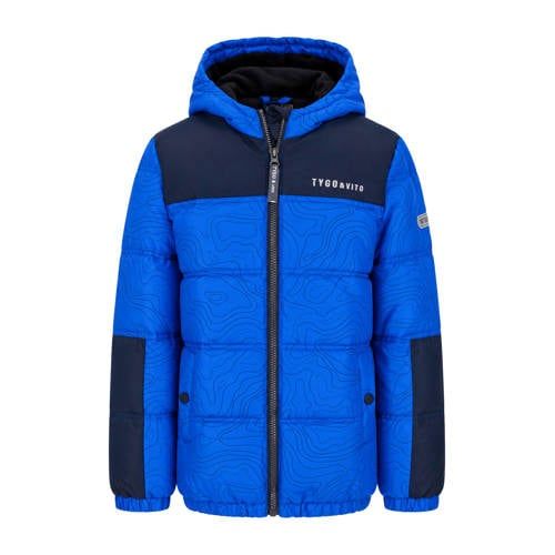TYGO & vito gewatteerde winterjas met print - blauw
