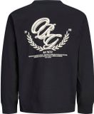 JACK & JONES JORFREDERIKSBERG BACK TEE LS CN SN Heren T-shirt - Lange mouw - Ronde hals - Katoen - Zwart - Maat M