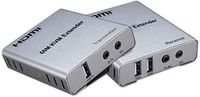 PremiumCord HDMI KVM Extender met 2xUSB tot 60m met audio via patchkabel Cat5 / Cat6, metalen behuizing, compatibel met Full HD 1080p 60Hz