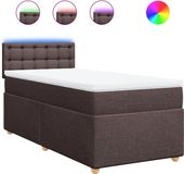 vidaXL Boxspring met matras, stof, donkerbruin, 90x200 cm