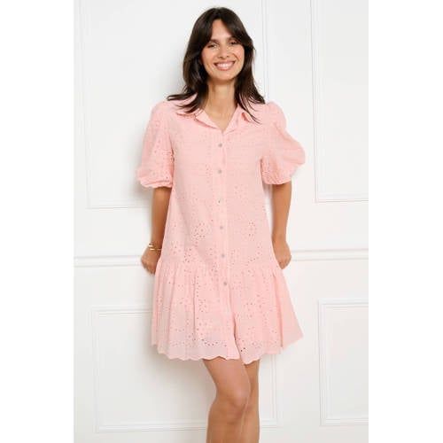 LOLALIZA Zomerjurk met Broderie - Zalm