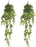 Mica Decorations Hedera klimop kunstplant - 2x - groen mix - hangplant - L25 x B25 x H134 cm