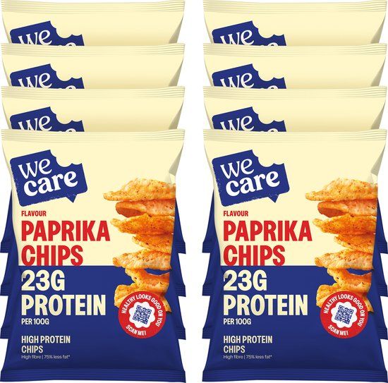 WeCare High Protein Paprika Chips - 8 x 25g
