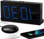 Non-branded Loud Alarm Clock with Bed Shaker Vibrating Alarm for Heavy Sleepers Hard of Hearing Deaf Youth Double Alarm Large Display USB Charger Dimmer Snooze