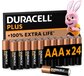 Duracell Plus AAA Alkaline Batterijen - 24 stuks