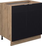 Vicco Fame-Line Meuble bas de cuisine – 80 cm avec étagère, WB Anthracite Noir rayé