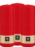 Wiedemann Bougie cylindrique/bougie pilier - 3x - rouge - 20 x 7 cm - 103 heures de combustion