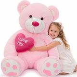 Ours en peluche XXL, 120 cm, mélange de coton, rose