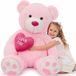 Ours en peluche XXL, 120 cm, mélange de coton, rose