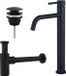 FortiFura Calvi Slim set de lavabo - montage en applique - haut - avec clic-clac - noir mat