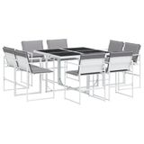 vidaXL 9-delige Tuinset met kussens, wit, textielstof