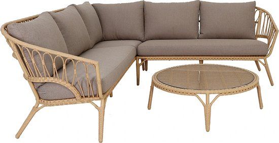 Buitengewoon Boet Forza Potenza Loungeset - Hoek loungeset - 5 zitplekken - Bruin - Wicker