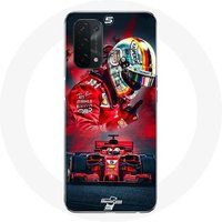 Maniacase Etui voor Oppo A74 5G Formule 1 Sebastian Vettel F1 Driver Red
