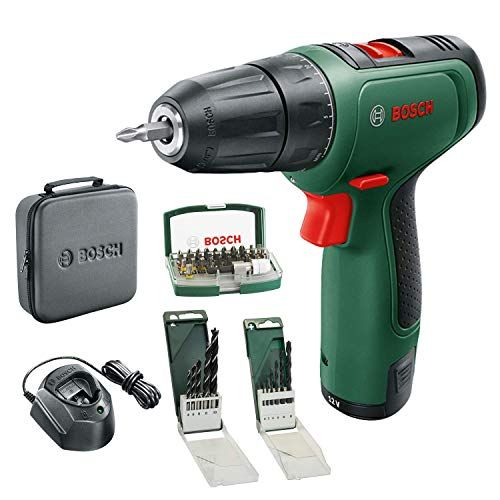 Bosch accuschroefboormachine EasyDrill 1200 (2.0 Ah accu, 12-volt-systeem, boren- en schroefbitsets, in gereedschapstas) - Amazon Editie