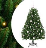 vidaXL Kunstkerstboom met piek en kerstbal 120 cm 150 LED's Warmwit
