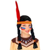 Finidi Pruik Indiaanse kind met hoofdband en veer Dominique
