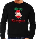 Bellatio Decorations Foute kersttrui Merry Kissmyass - Zwart - Heren - XXL