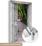 MuchoWow® Glass Painting 120x180 cm - Acrylic Glass Painting - Bridge - Forest - View - Photo on Glass - Paintings