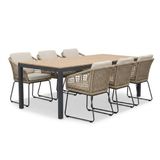 LUX outdoor living Oxford/Tulum Sahara Dust dining tuinset | 6 personen | aluminium + touw | 200cm