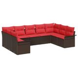 vidaXL Tuinbank - Set - 9 - st - Bruin - poly - rattan