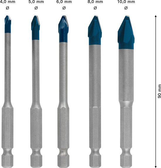 Bosch EXPERT HEX-9 HardCeramic Tegelboorset 5-delig - 4/5/6/8/10 mm