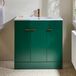 Hudson Reed Cluo meuble de salle de bain meuble-lavabo vert foncé 81cm avec lavabo | Poignées profilées en cuivre satiné