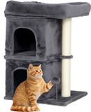 PawHut Kattenkrabpaal - Spaanplaat, pluche, PP-katoen, sisal - 45x40x66cm - Donkergrijs