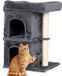 PawHut Kattenkrabpaal - Spaanplaat, pluche, PP-katoen, sisal - 45x40x66cm - Donkergrijs