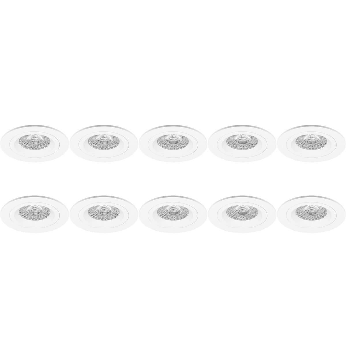 BES LED Spot Armatuur 10 Pack - Pragmi Rodos Pro - GU10 - Rond - Wit - Ø93mm