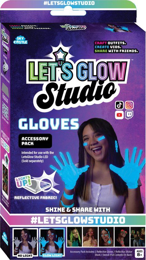 Sky Castle Let's Glow Studio - Handschoenen Accessoire Set - DIY Influencer Video Creator Kit - Voor Tiktok, Instagram en YouTube Video creatie