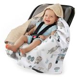 Inbaker Medi Partners Babynestje, zomer, wikkeldeken voor baby's, autostoel, 85 x 85 cm, babydeken, nestje, zacht, Oeko-Tex, wollig, voor kinderwagens (Mint Zoo met minky beige)