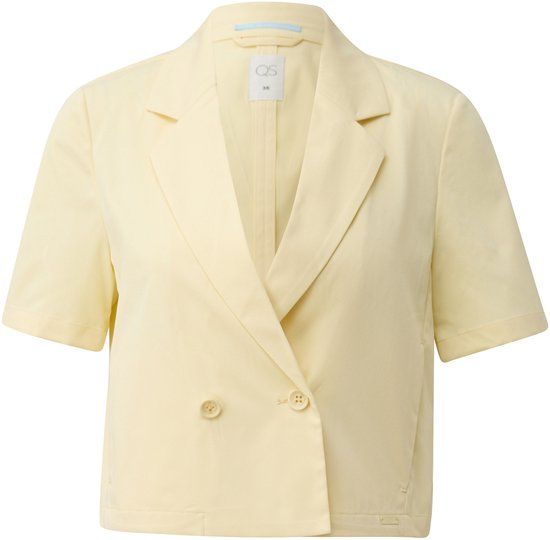 QS s.Oliver QS Indoor-Blazer Lichtgeel Dames Regular Fit Korte Mouw Polyester